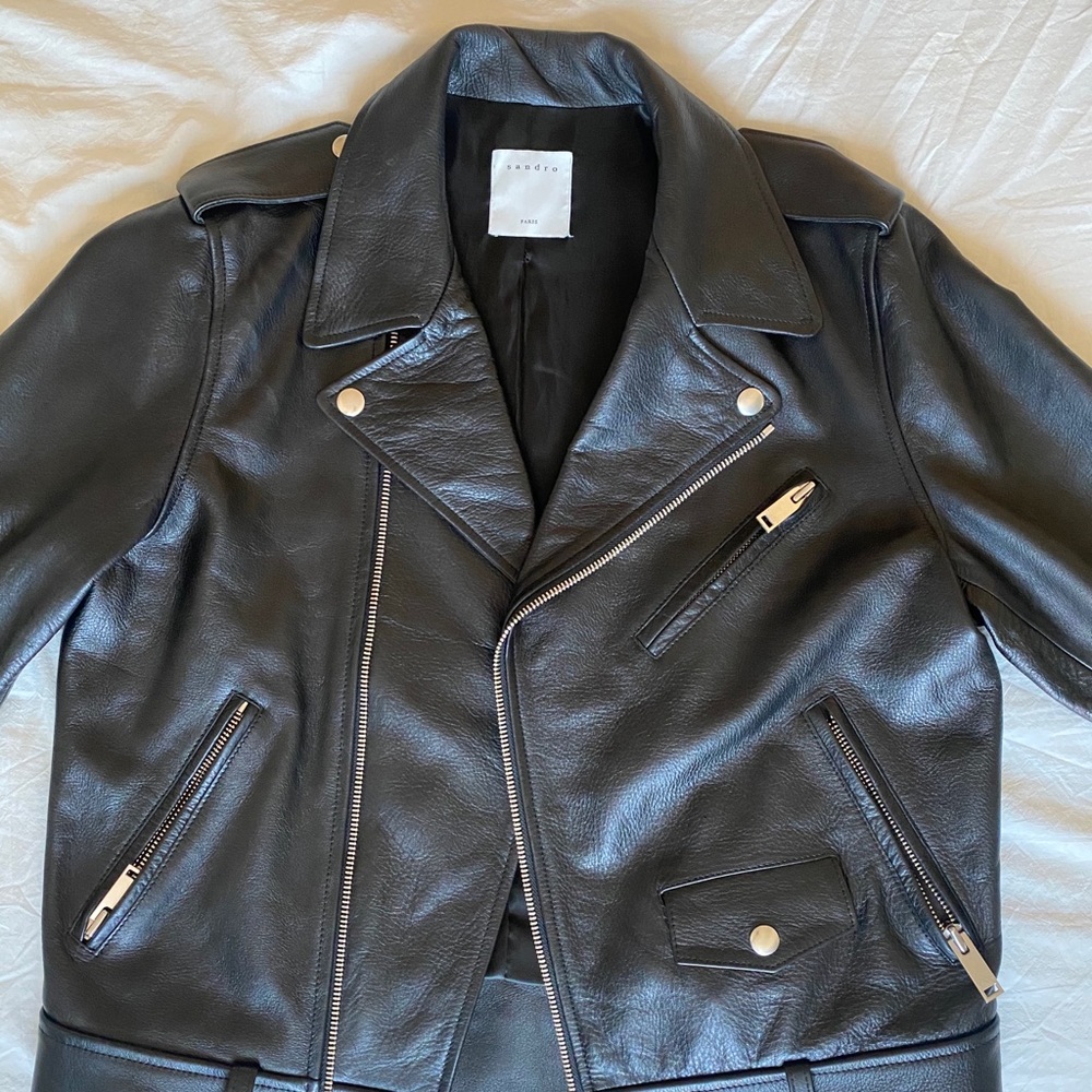 Sandro Perfecto Leather Jacket Like New (L)